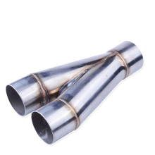 Universal Y-Pipe Stainless Steel Rear Round Exhaust Pipe Muffler Tip 3.5" Inlet 3.5" Double Outlet Exhaust Tip Pipe